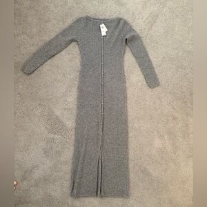 Abercrombie Gray Ribbed Button-Through Sweater Dress, NWT